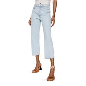 Mango Sayana High Waist Crop Straight Leg Organic Cotton Jeans, size 4